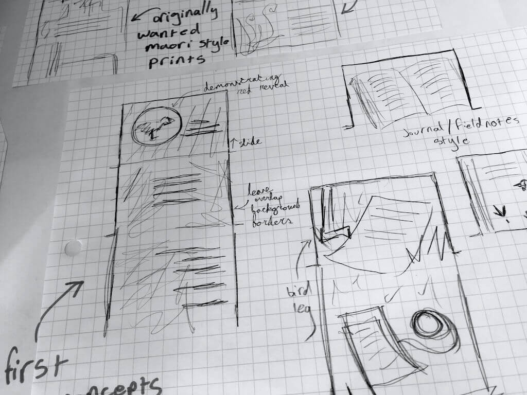Sketches of early concept for the design.